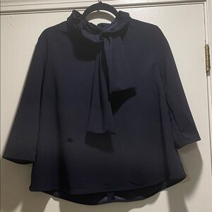 Pomander Place by Tuckernuck Navy Faye Ruffle Swing Blouse with Bow Detail